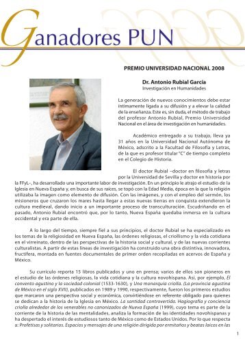 Dr. Antonio Rubial G. - dgapa unam