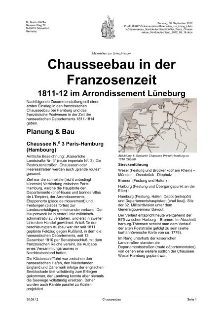 Chausseebau in der Franzosenzeit 1811-12 im ... - Ingenieurgeograph