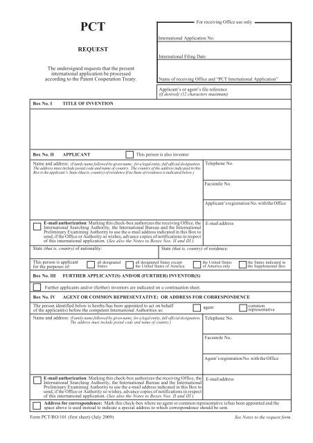 Editable PDF Form PCT/RO/101