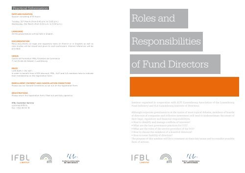 Roles and Responsibilities of Fund Directors Flyer - Alfi