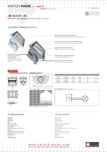 SWITCH MADE DATA SHEETS KOOKI 30 - Cheyns