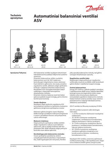 Automatiniai balansiniai ventiliai ASV - Danfoss