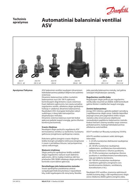 Automatiniai balansiniai ventiliai ASV - Danfoss