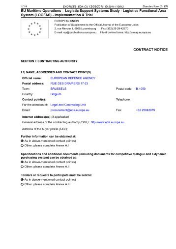 8. Contract Notice published in the OJ - European Defence Agency ...