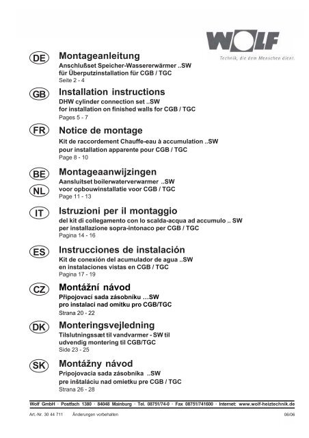 Montageanleitung DE Installation instructions GB ... - Wolf