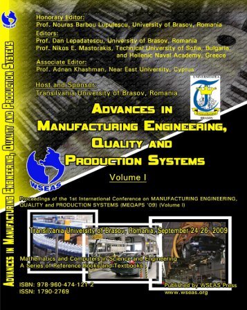 ADVANCES in MANUFACTURING ENGINEERING ... - Wseas.us