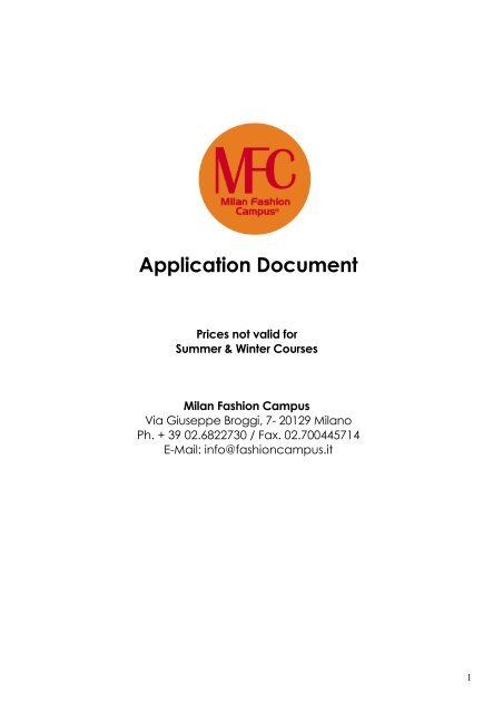 the Application Form - Fashion School