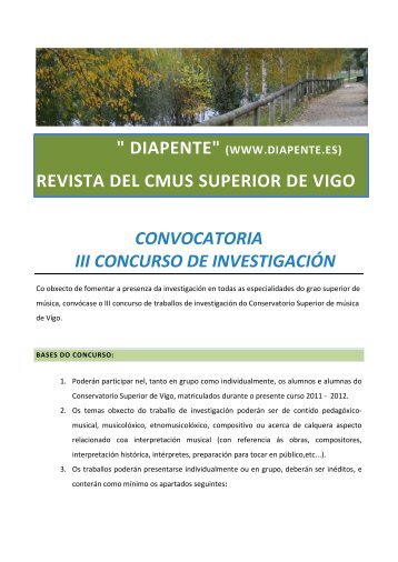 revista del cmus superior de vigo convocatoria iii ... - Diapente