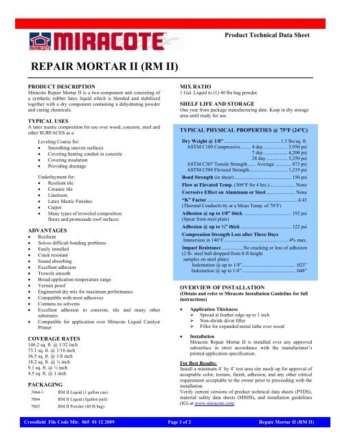 Data Sheet - Miracote