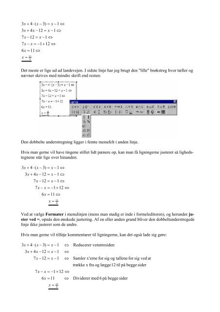 Vejledning i brug af Word til matematik