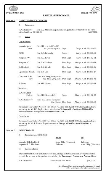 Force Orders 3370B dated 2012-01-05.pdf - Jamaica Constabulary ...