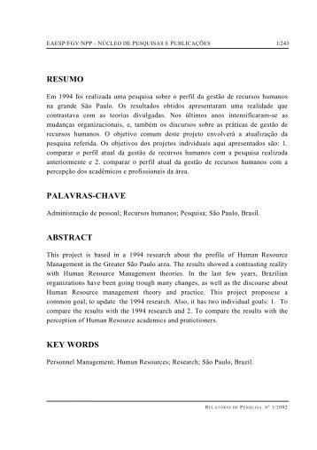 resumo palavras-chave abstract key words - GVpesquisa ...