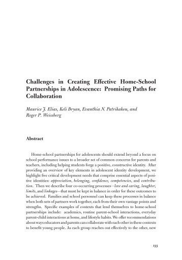 Challenges in Creating Effective Home-School Partnerships in ...