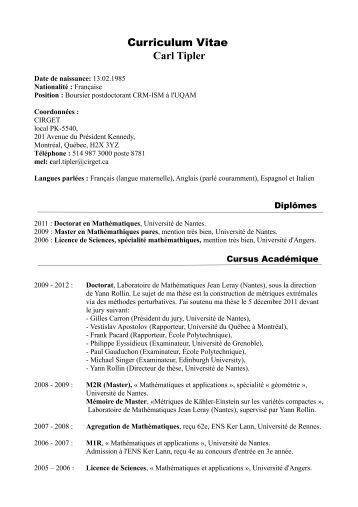 télécharger exemple cv uqam