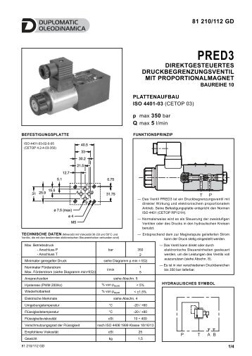 direktgesteuertes druckbegrenzungsventil mit ... - Duplomatic