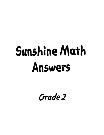Sunshine Math Answer Key - Second Grade - North Andover Public ...