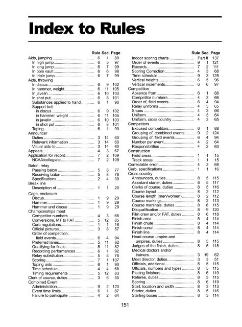 Men's & Women's Track & Field Rules - NAIA