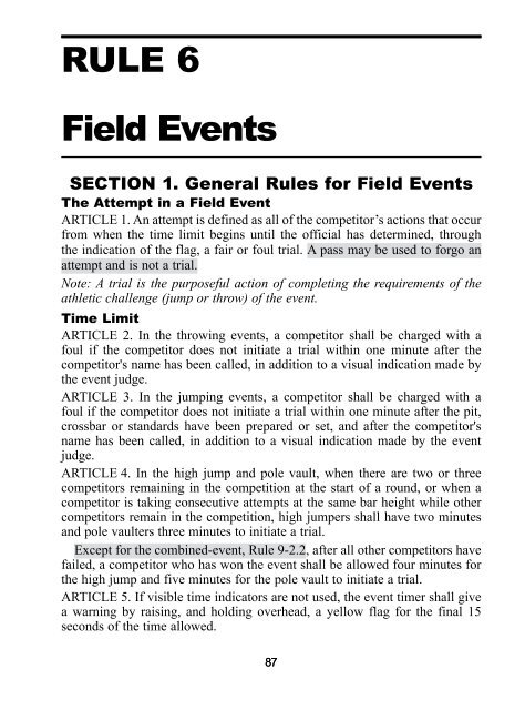 Men's & Women's Track & Field Rules - NAIA