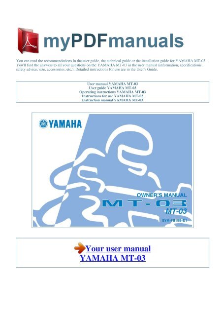 User manual YAMAHA MT-03 - 1