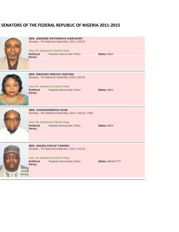 sen senators of the federal republic of nigeria 2011 ... - Resourcedat