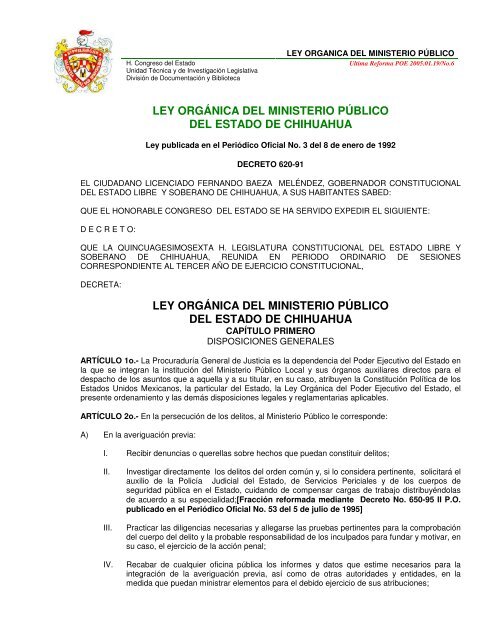 ley orgÃ¡nica del ministerio pÃºblico del estado de chihuahua ley ...