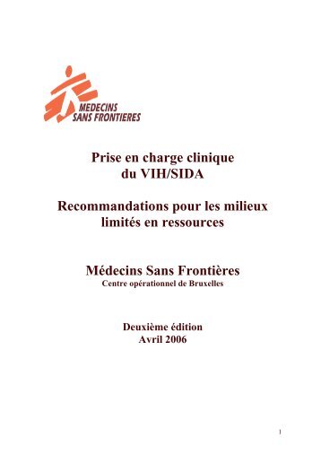 Prise en charge clinique du VIH/SIDA Recommandations pour les ...