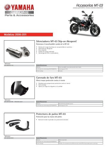 Accesorios MT-03 - Yamaha Motor Europe