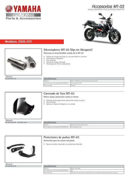 Accesorios MT-03 - Yamaha Motor Europe