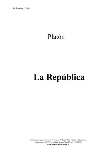 Platon La República - Biblioteca Pedagógica PEUMA