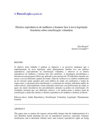 Direitos reprodutivos de mulheres e homens face Ã  ... - BuscaLegis