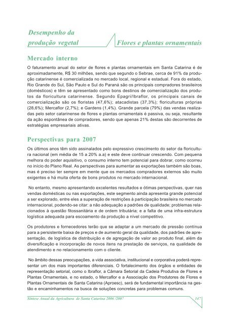 SÃ­ntese Anual da Agricultura de Santa Catarina - 2006-2007 - Cepa