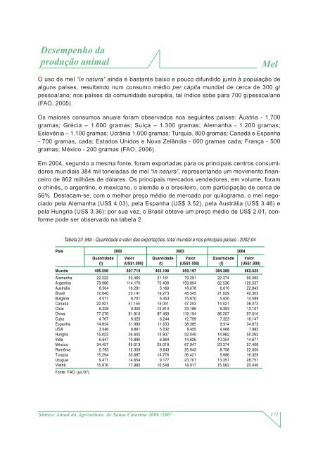 SÃ­ntese Anual da Agricultura de Santa Catarina - 2006-2007 - Cepa