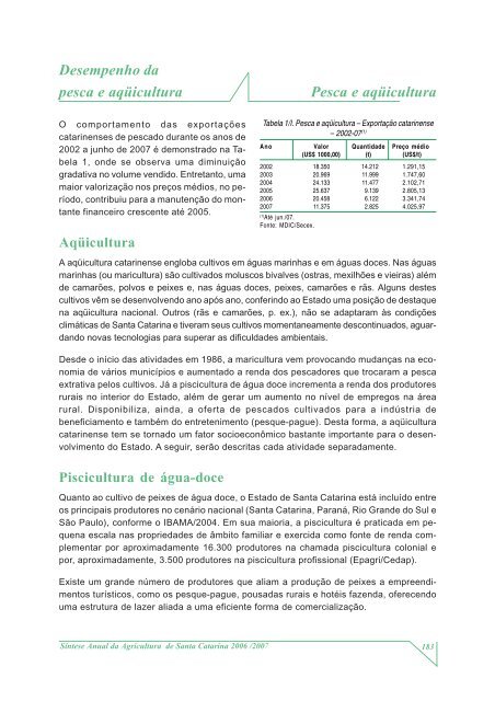 SÃ­ntese Anual da Agricultura de Santa Catarina - 2006-2007 - Cepa