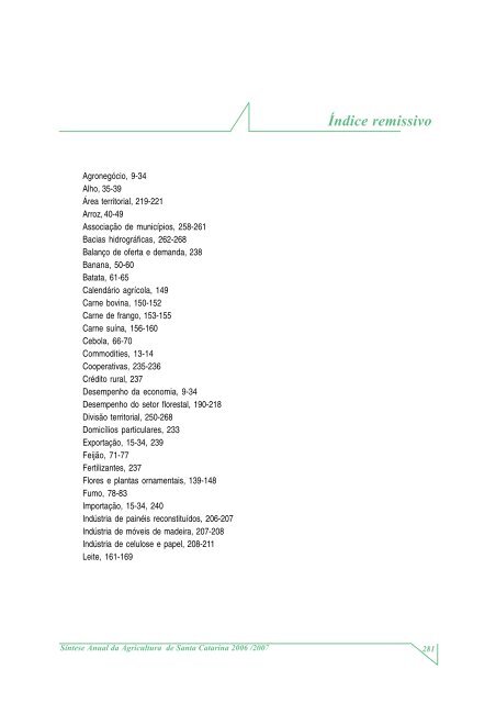 SÃ­ntese Anual da Agricultura de Santa Catarina - 2006-2007 - Cepa