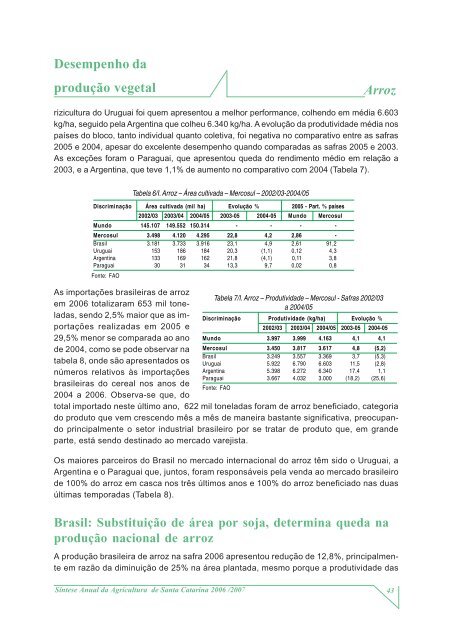 SÃ­ntese Anual da Agricultura de Santa Catarina - 2006-2007 - Cepa