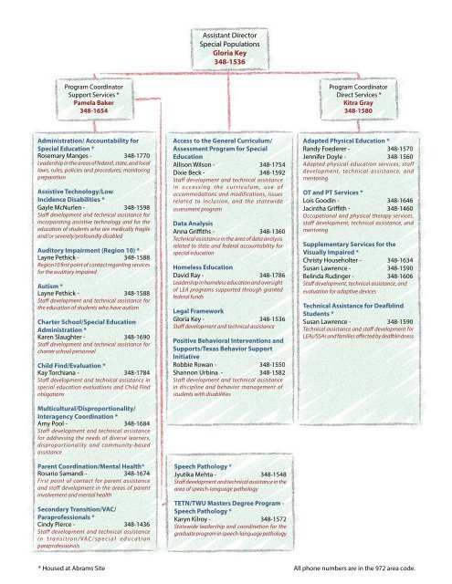 Instruction Staff & Programs - Organizational Chart - Region 10 ...