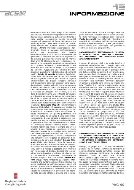 giugno 2012 - Consiglio Regionale dell'Umbria - Regione Umbria