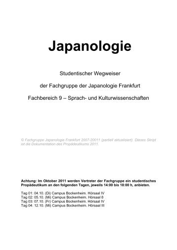 Ideensammlung Propädeutikum Japanologie