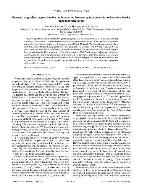 Generalized-gradient-approximation noninteracting free-energy ...