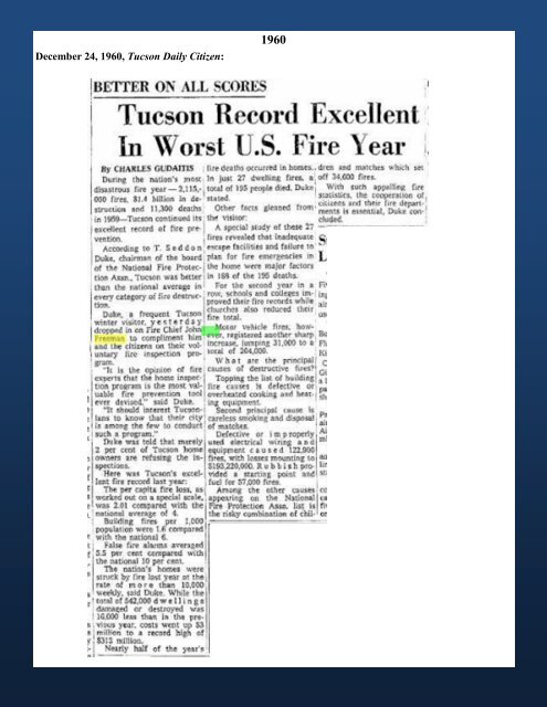 Tucson Fire Department 1960 - Greater Tucson Fire Foundation