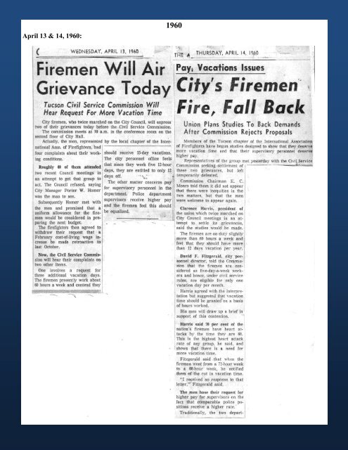 Tucson Fire Department 1960 - Greater Tucson Fire Foundation