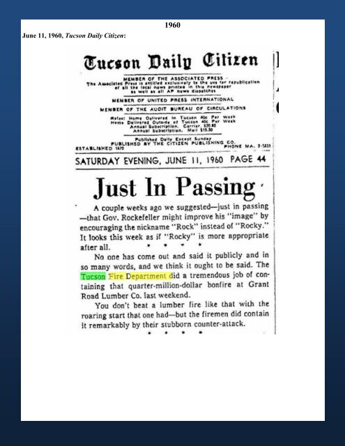 Tucson Fire Department 1960 - Greater Tucson Fire Foundation