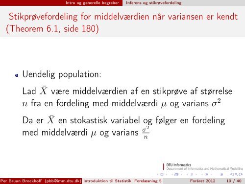 Introduktion til Statistik, ForelÃƒÂ¦sning 5 - Danmarks Tekniske ...