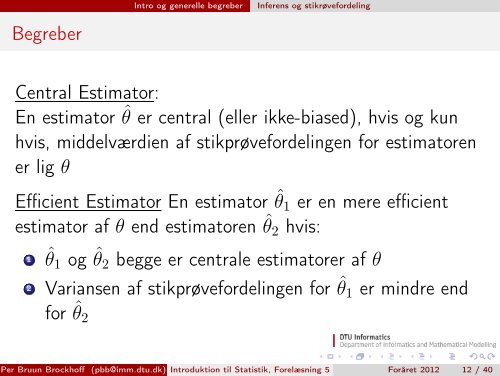 Introduktion til Statistik, ForelÃƒÂ¦sning 5 - Danmarks Tekniske ...