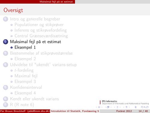 Introduktion til Statistik, ForelÃƒÂ¦sning 5 - Danmarks Tekniske ...