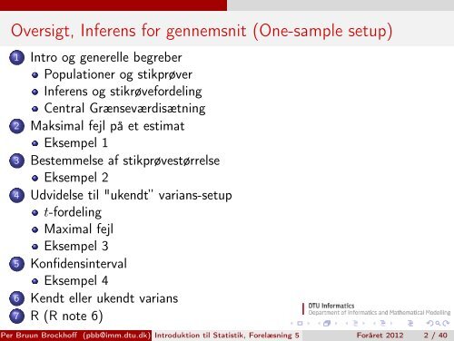 Introduktion til Statistik, ForelÃƒÂ¦sning 5 - Danmarks Tekniske ...
