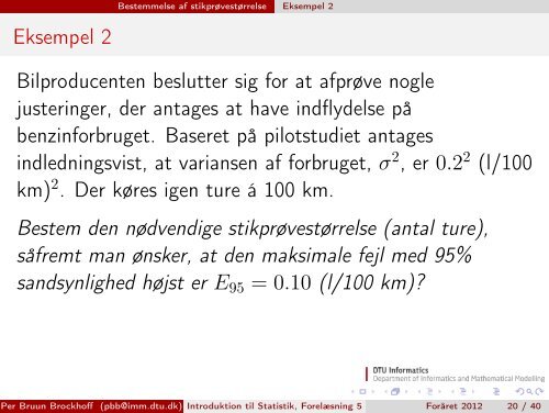 Introduktion til Statistik, ForelÃƒÂ¦sning 5 - Danmarks Tekniske ...