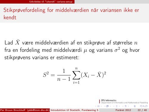 Introduktion til Statistik, ForelÃƒÂ¦sning 5 - Danmarks Tekniske ...