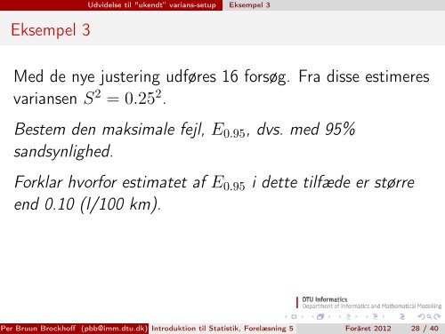 Introduktion til Statistik, ForelÃƒÂ¦sning 5 - Danmarks Tekniske ...