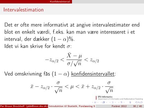 Introduktion til Statistik, ForelÃƒÂ¦sning 5 - Danmarks Tekniske ...